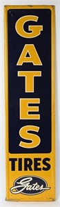 GATES TIRES EMBOSSED TIN SIGN