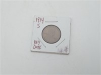 1914-S ONE CENT Us Coin Penny KEY DATE