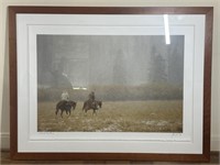 Large Framed & Signed Horseback Painting