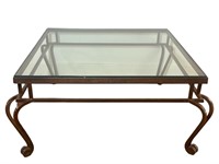 Metal Glass Top Square Coffee Table