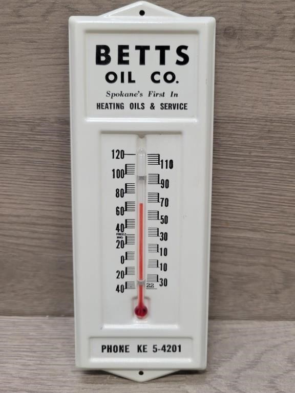 1962 Betts Oil Co. Thermometer Metal