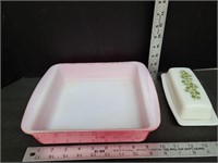 One Pyrex Baking Dish & One Butter Dish