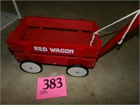 WOODEN RED WAGON 12"