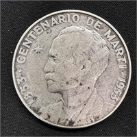 1953 Cuba Comm Peso - Jose Marti