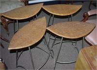 Four caned steel stools