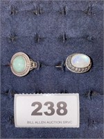 2 sterling rings with opal like stones