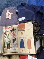 Vintage material scraps, pattern kits.