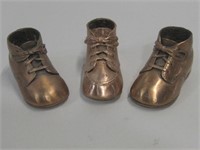 Three Bronze Toddler Shoes