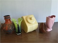 Cookie Jar & Vases, Pottery, Art Glass Frankoma
