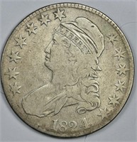 1824 over 4 Capped Bust Half Dollar