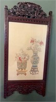 Framed Vintage Chinese Silk Embroidery 11.5 x 25