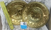 VINTAGE MOLDED BRASS DECOR PLATES MADE IN ENGLAND