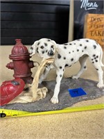 Dalmatian /W Hose in Mouth Hydrant and Fireman Hat