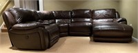 Large Faux Leather Recliner Sectional Chesterfeild