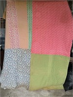 Vintage Large Square Multi-Colored Quilt