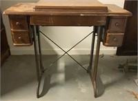 Vintage Sewing Cabinet with Cast Metal Base