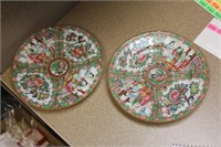 Pair of Antique Chinese Rose Medallion Plates