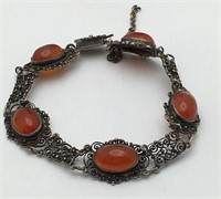 Sterling Silver And Carnelian Bracelet