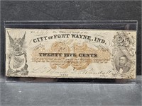 1862 FT. Wayne Ind. .25 Cent Note