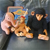 Vintage Stuffed Monkeys, Elephant, Ringling Book