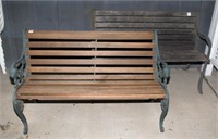 (2) slat type porch park benches with cast