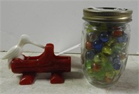 Lot #3813 - Jar of vintage marbles and vintage