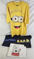 4 Funny Graphic T-shirts, Minions, Etc Xl & 2xl