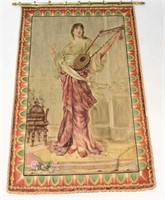 VINTAGE PAINTING ON FABRIC TAPESTRY