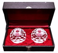 2pc Crystal Candle Holders w\Case