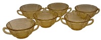 6pc Yellow Madrid Depression Glass Soup Bowls