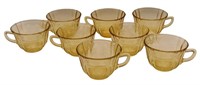 8pc Yellow Madrid Depression Glass Tea Cups