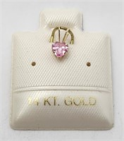 October Pink Stone on 14Karat Gold Pendant