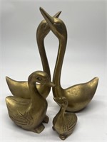 (4) Vtg Brass Swan & Duck Figurines