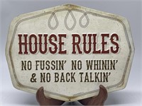 Western Style “House Rules” Metal Sign