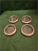 Vtg Sterling Silver & Glass Coasters