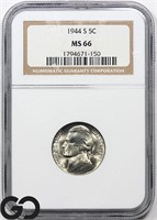 1944-S Jefferson Nickel NGC MS66, Price Guide: $35