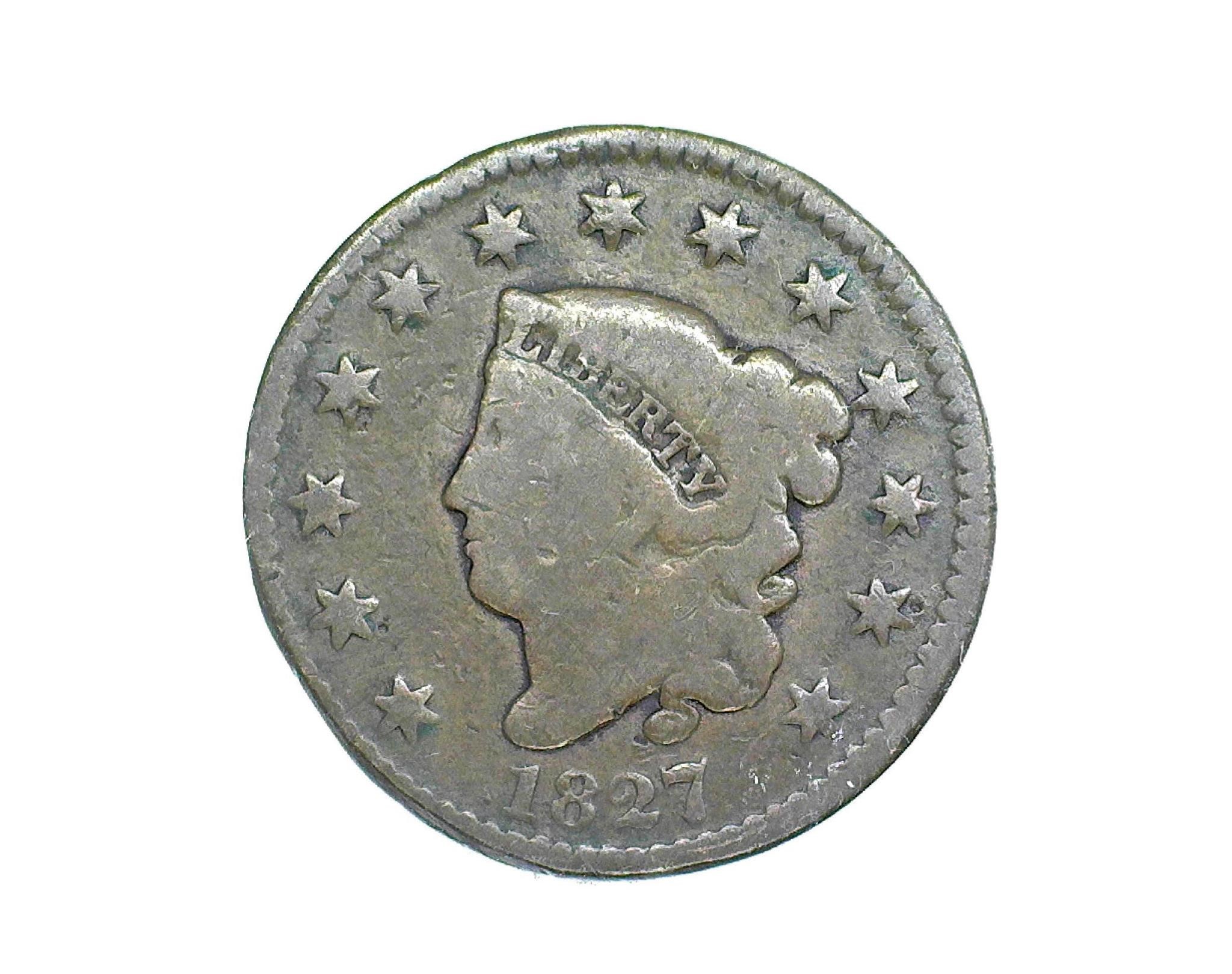 1827 Cent VG+