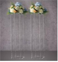 Set Of 2, 80 Cm Tall Acrylic Flower Stands