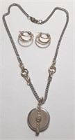2 TONE NECKLACE WITH EARRINGS