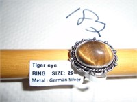 tiger eye ring sz 8 German silver