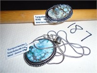 Turquoise ring sz 6 and pendant necklace