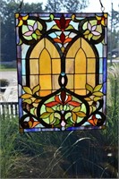 Hanging Stained Glass Window Pane 21"x16"