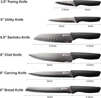 Cibeat Black Kitchen Knife Set of 6