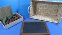 Vintage Children's Toys-Wood Log Toys, Chalkboard