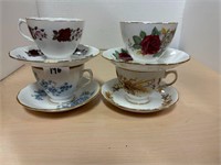 4 Royal Vale Teacups w/ Saucers