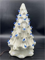 Vtg blue bird ceramic Christmas tree (iridescent)