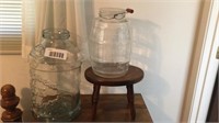 Pickle jar, glass bottle, stand