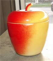Hazel Atlas Red & Yellow Milk Glass Lidded Apple