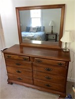 Vintage Maple Chippendale Dresser w/ Mirror