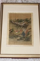 Antique Chinese Pastel and Silk Painting